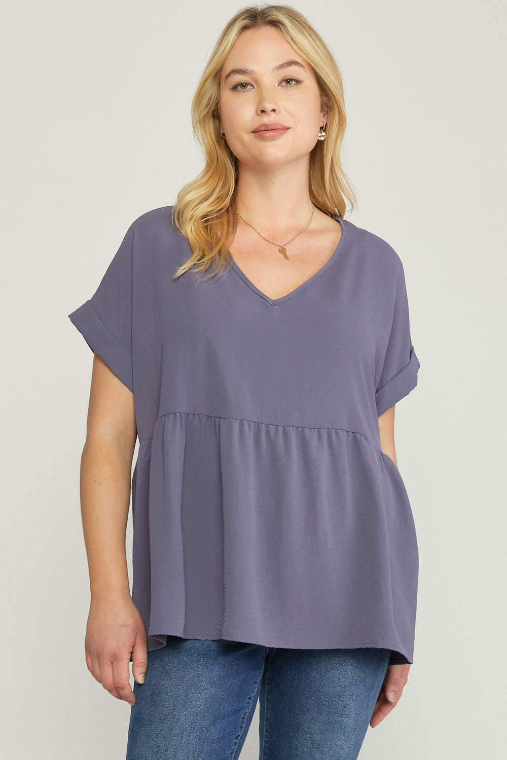 So Effortless Grey Babydoll Top