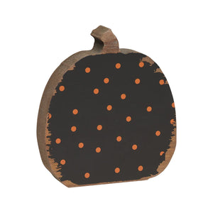 Medium Orange Dot Wood Pumpkin