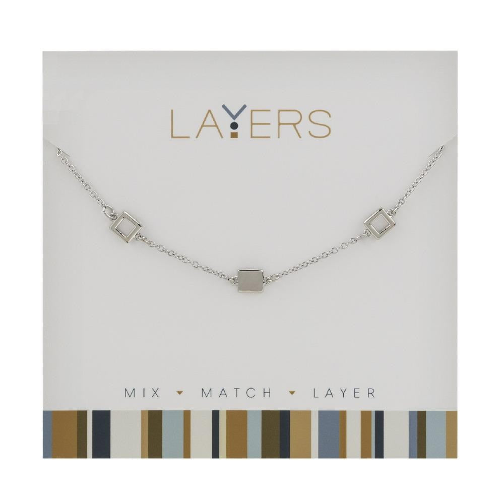 Trip Squares Layers Necklace In Silver