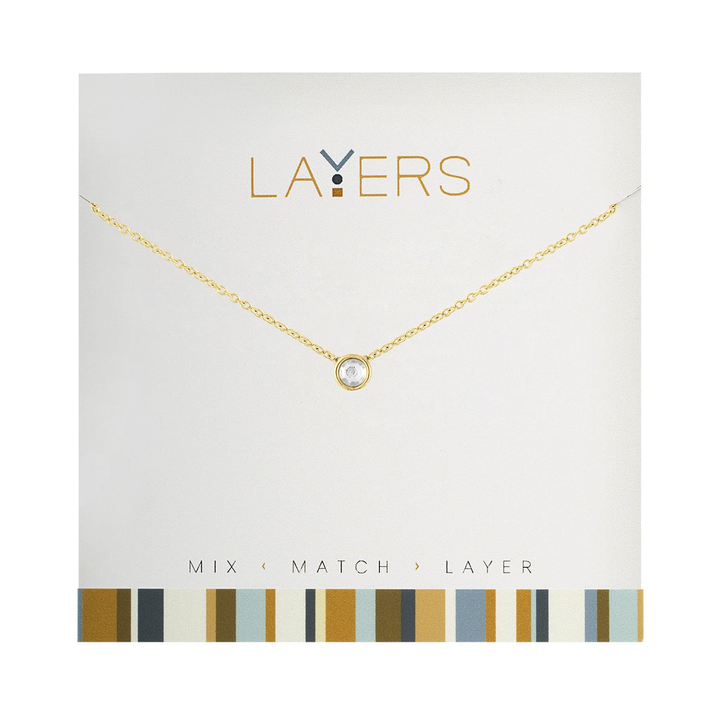 Single Crystal Layers Necklace in Gold