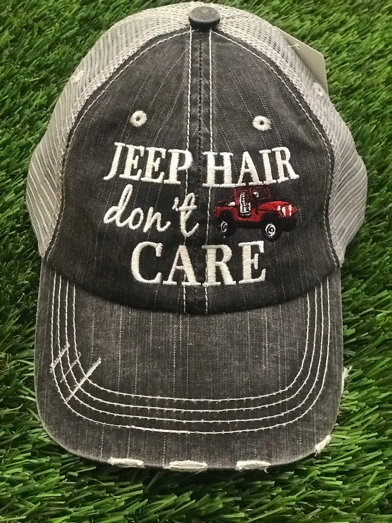Jeep Hair Don’t Care with Red Jeep Trucker Hat