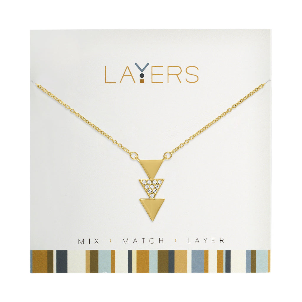 Gold Trio Triangle Layers Necklace In Gold