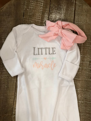 Little Miracle Baby Gown & Headband Set