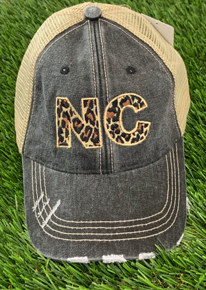 North Carolina NC Leopard Trucker Hat