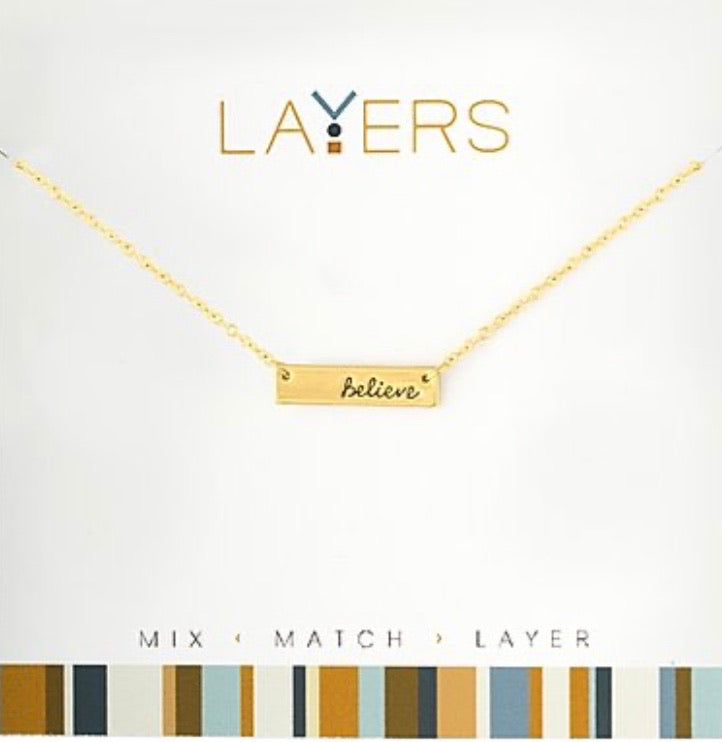 Believe Bar Layers Necklace In Gold