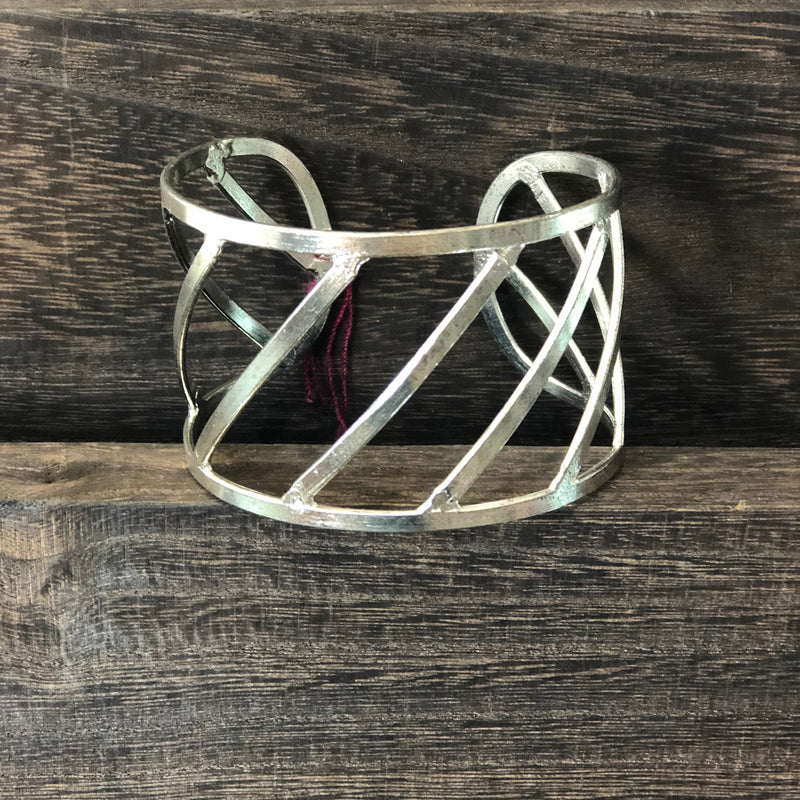 Silver Plated Stripped Cuff