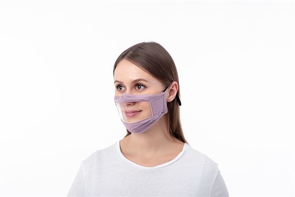 Ash Violet Adult Face Mask with Clear Window - 2 pack