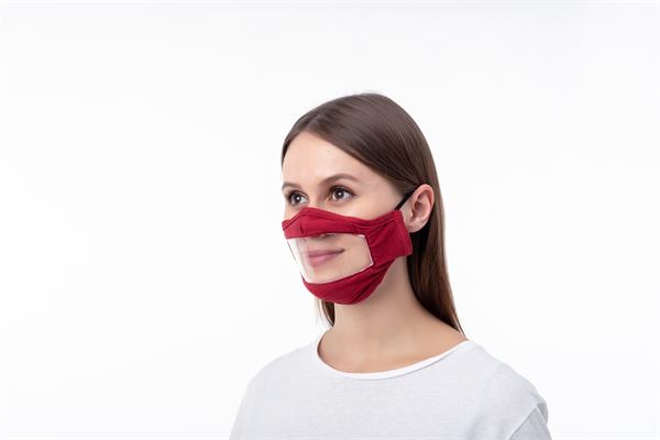 Burgundy Adult Face Mask with Clear Window - 2 pack
