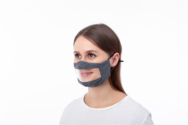 Charcoal Adult Face Mask with Clear Window - 2 pack