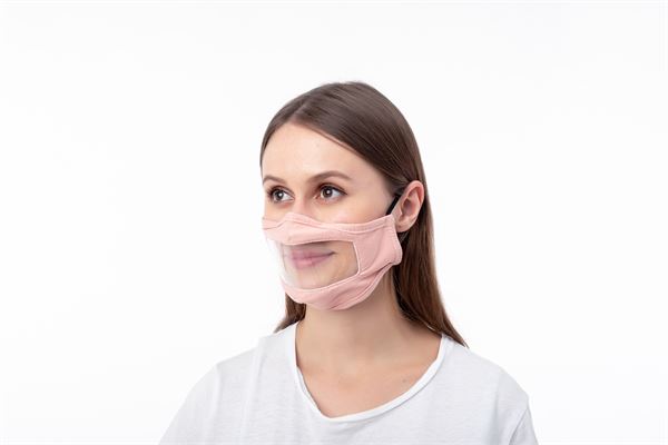 Light Pink Adult Face Mask with Clear Window - 2 pack