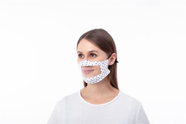 Black & White Polka Dot Adult Face Mask with Clear Window - 2 pack