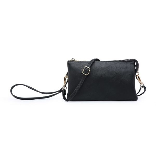 Black Zoe 3 Compartment Crossbody/Wristlet Purse