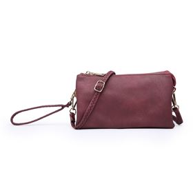 Maroon Zoe 3 Compartment Crossbody/Wristlet Purse