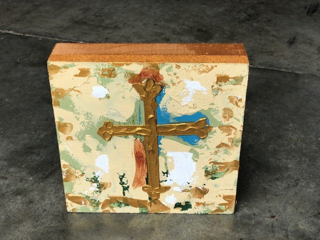 Handpainted Cross Wood Block