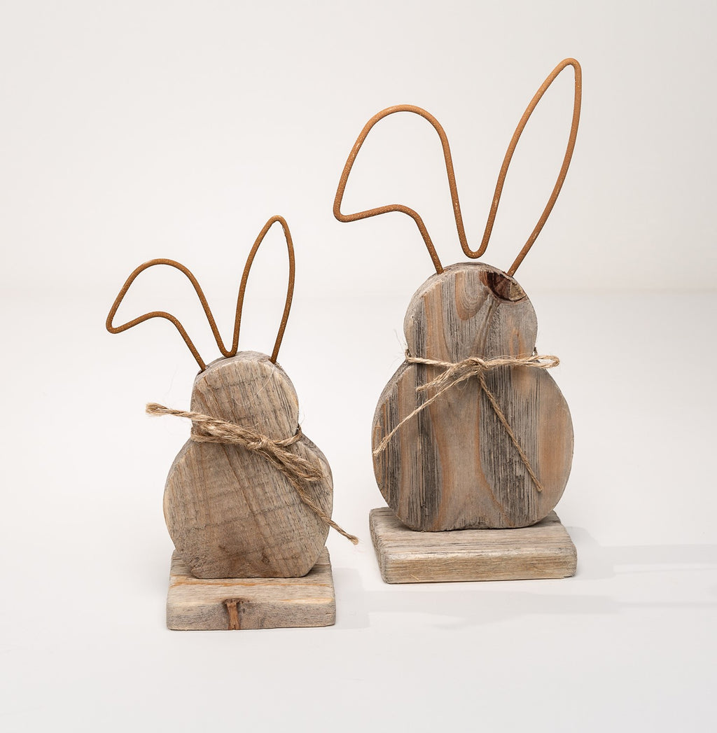 Wood Rabbit with Metal Ears