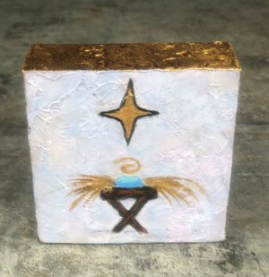 Handpainted Manger with Star on Canvas Sign