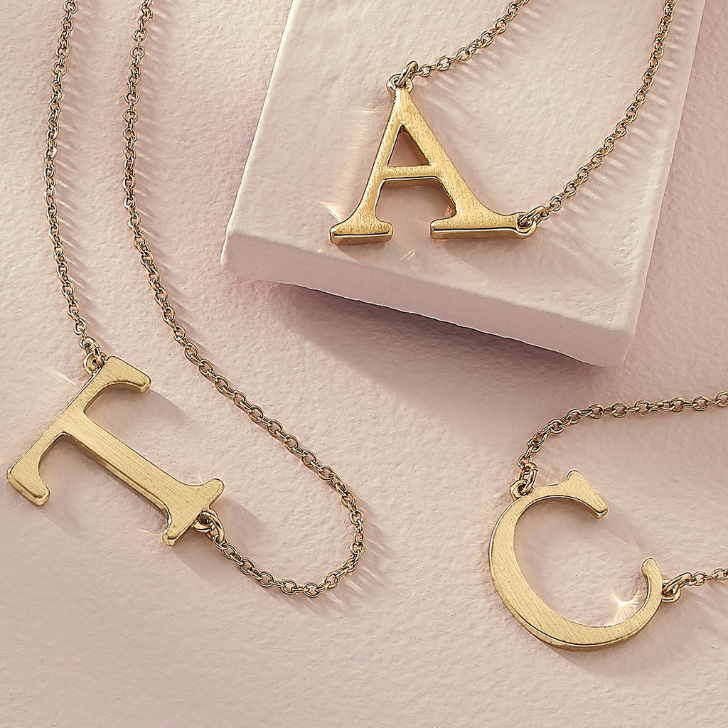 Livia Initial Necklace - Satin Gold