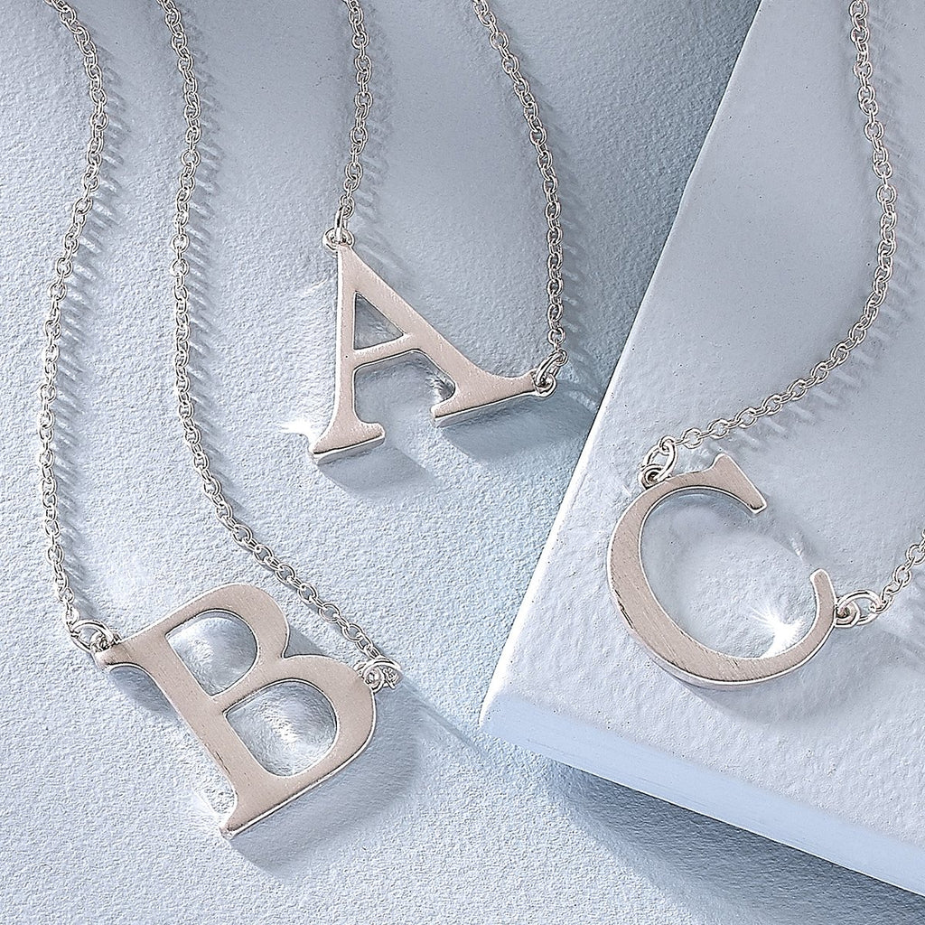 Livia Initial Necklace - Satin Silver