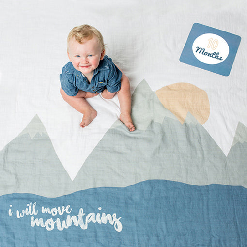 LuluJo I Will Move Mountains Baby's First Year Blanket/Cards