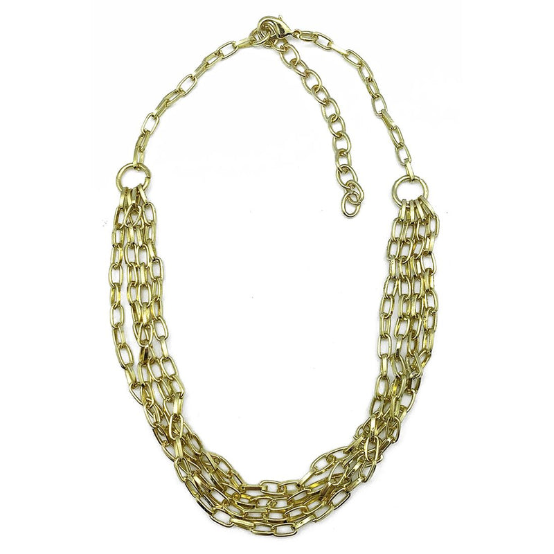 Gold Plated Chain Link Bib Necklace