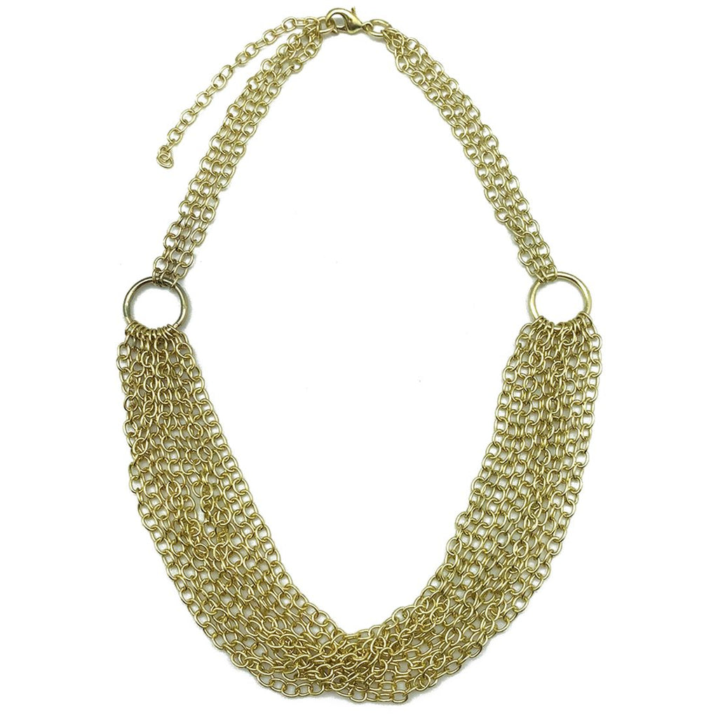 Gold Plated Chain Link Bib Necklace