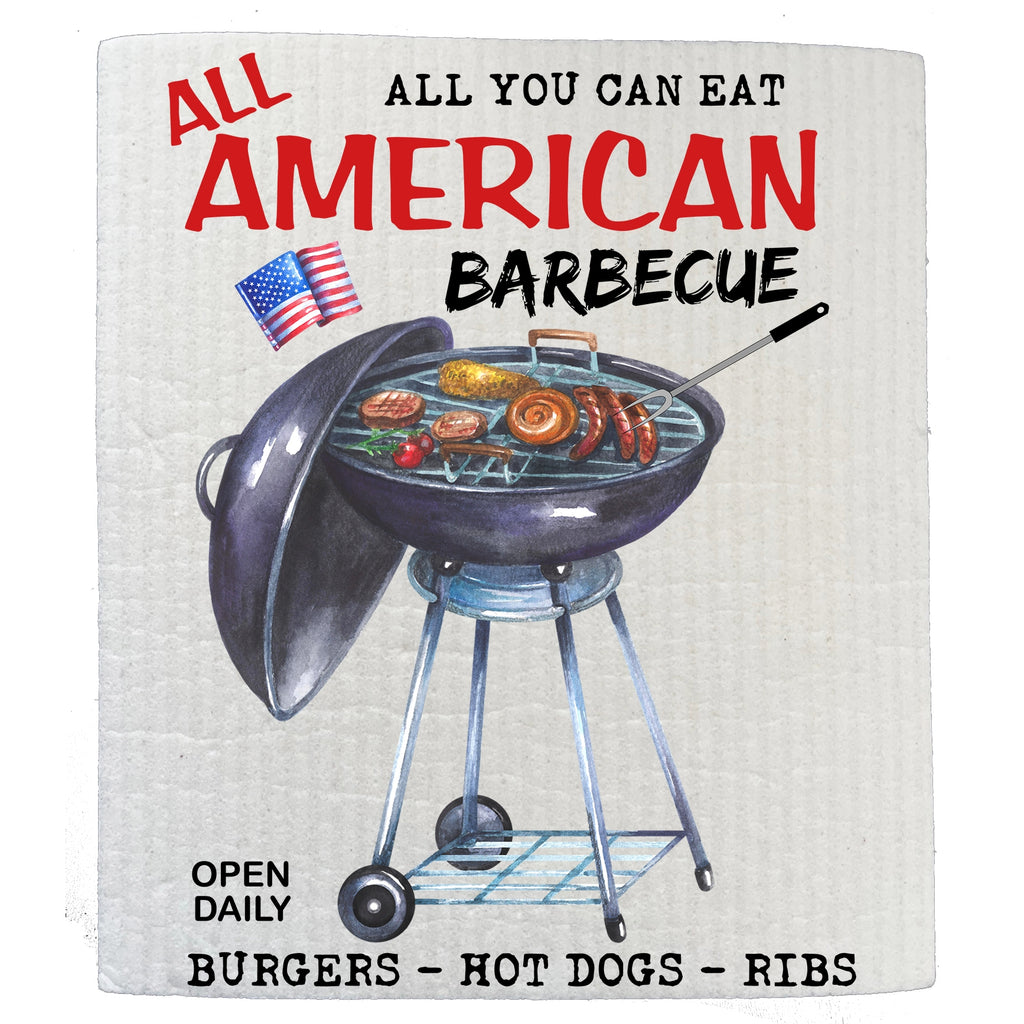 All American Barbecue Patriotic Swedish Dishcloth