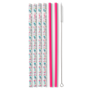 Swig Party Animal & Hot Pink Reusable Tall Straw Set