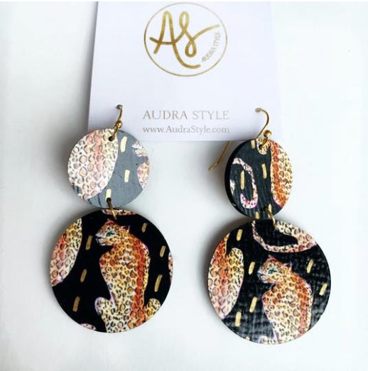 Vivian-Black Leopard Audra Style Earrings
