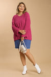 Umgee Ready for the Chill Pink Chenille Cable Knit Sweater